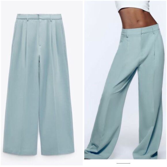 ZARA FULL LENGTH LINEN BLEND PANTS - Picture 1 of 9